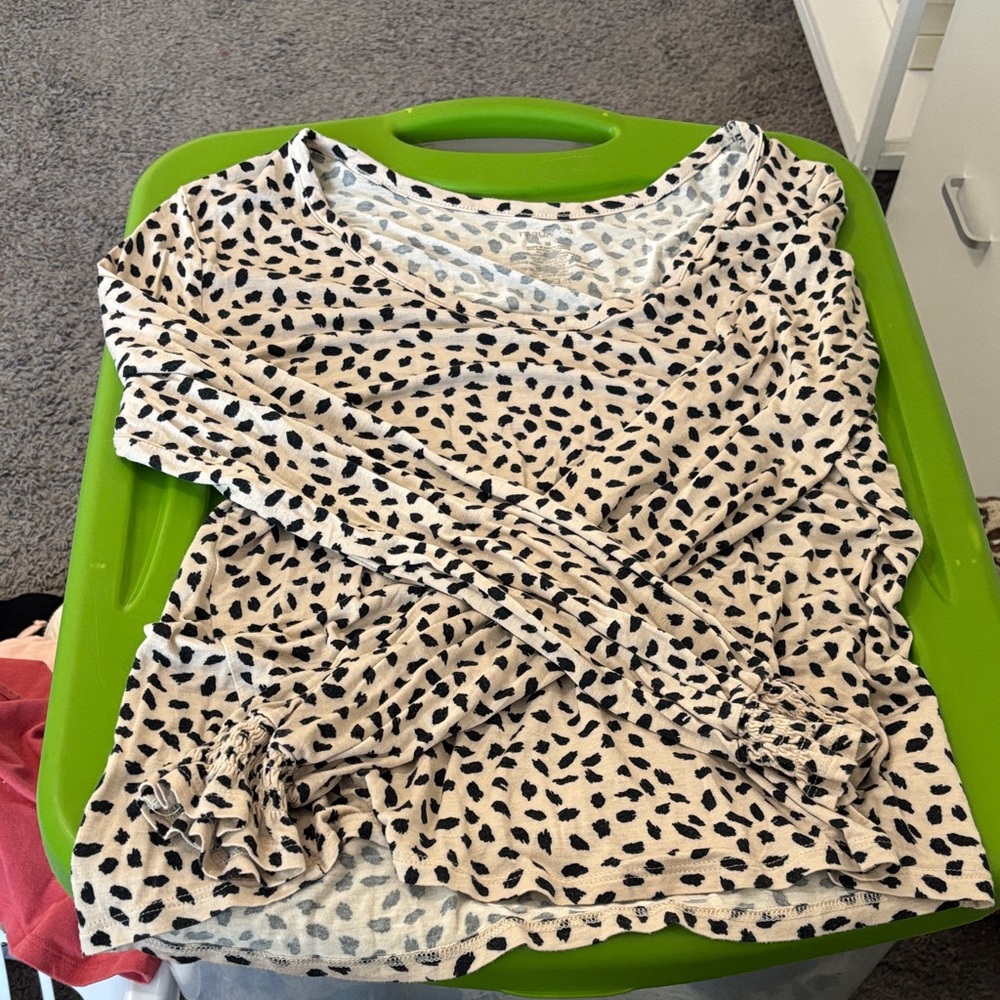 Maurices Black and cream/tan Leopard Print Top